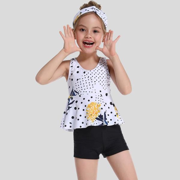 

3-14 years girl swimsuit print two piece children's swimwear little tankini conservative girls bathing suit beachwear 2021 one-piece su