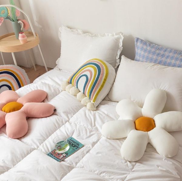 

cushion/decorative pillow joylive ins small daisy shaped home floral soft sofa cushion jewelry fabric i household items decor pink throw pil