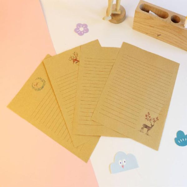 Embrulho de presente 10packs/lot elk vintage estilo chinês pintado de papel floresta envelope letra para convites de casamento