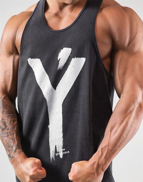 

men' tank 2021 men bodybuilding gym workout fitness cotton sleeveless shirt running clothes stringer summer casual vest, White;black