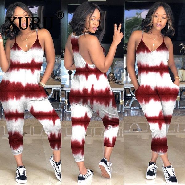 

women's jumpsuits & rompers xuru summer print jumpsuit v-neck sling club party nightclub leotard cropped pants, Black;white