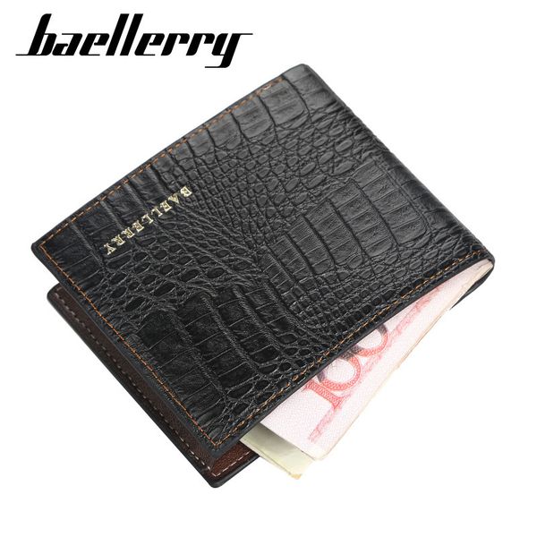 

baellerry men's short multi card thin wallet c-rocodile soft leather zero wallet, Red;black