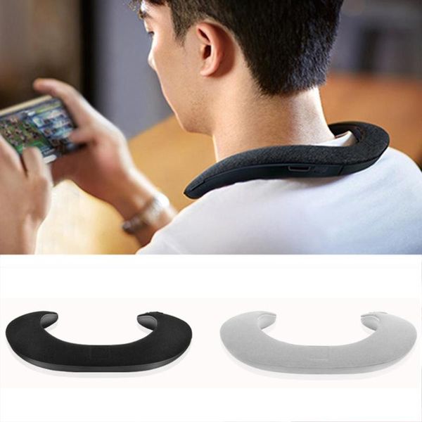 

stereo wireless bluetooth u-shaped speaker wearable waterproof ring neck hanging type sport audio portable speakers