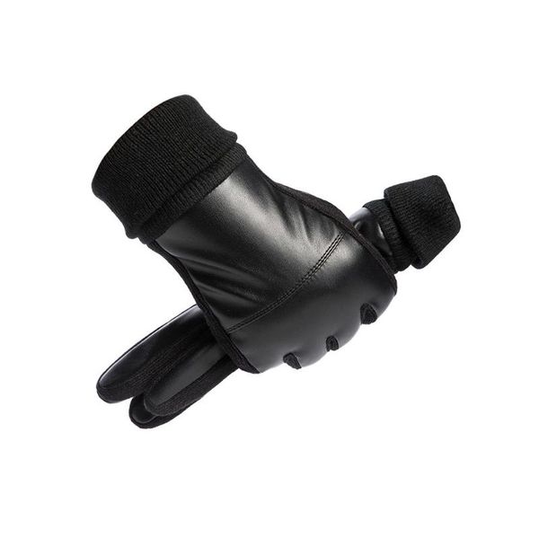 

cycling gloves winter with wrist support touch screen bicycle outdoor sports anti-slip windproof bike full finger, Black