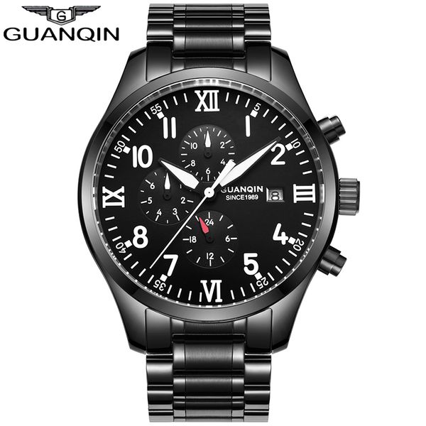

guanqin gj16012 new watches men automatic clock business wimming mechanical men's fire luxury waterproof relogio masculino, Slivery;brown