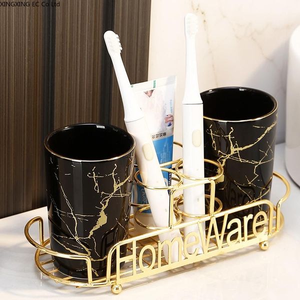 

bath accessory set couple mouth cup brushing creative household electric toothbrush holder ceramic toilet bathroom decoration modern