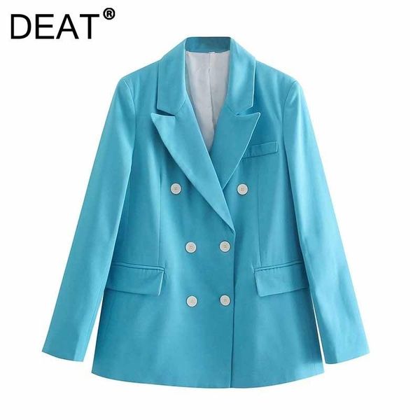 

women's suits & blazers [deat] 2021 autumn fashion tide long sleeve solid color single-breasted turn-down collar simple loose blazer wo, White;black