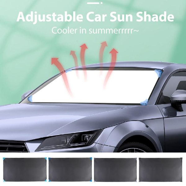 

115cmx62.5cm car window shade uv ray blocking foldable front sunshade silver-coated cloth automobile cover