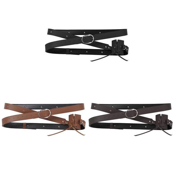 

belts pu leather belt for men gothic sword waist vintage steampunk knight single scabbard waistband cosplay holder costume, Black;brown