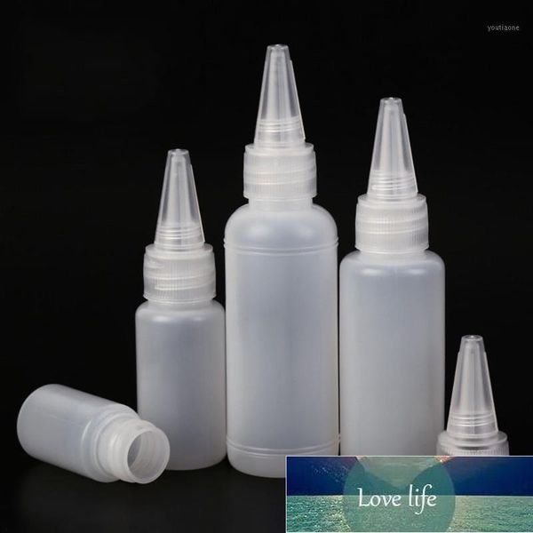 10 pçs / lote garrafas de cola 10ml / 20ml30ml / 50ml plástico PE vazio com tampas parafusos espremer garrafas de gotas de óleo de tinta líquida1