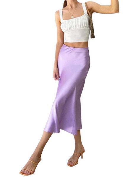 

skirts women fashion high waist solid color skirt ladies stylish for shopping daily wear, Black