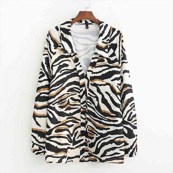 

zebra print loose stand collar women shirts casual femininas blusas plus size long sleeve, White