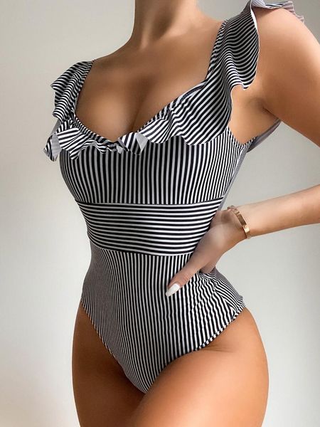 

one-piece suits striped swimsuit lace bikini
