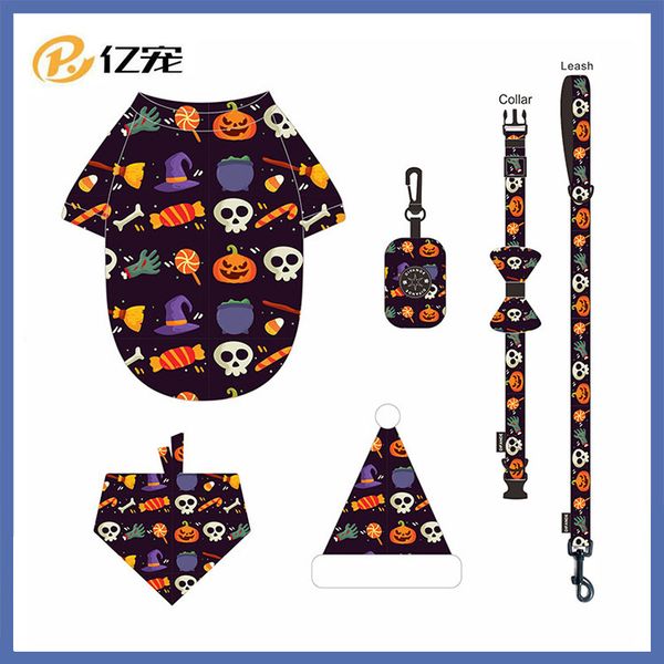 

pet suppli cat and dog halloween cloth hat traction collar set dog pet