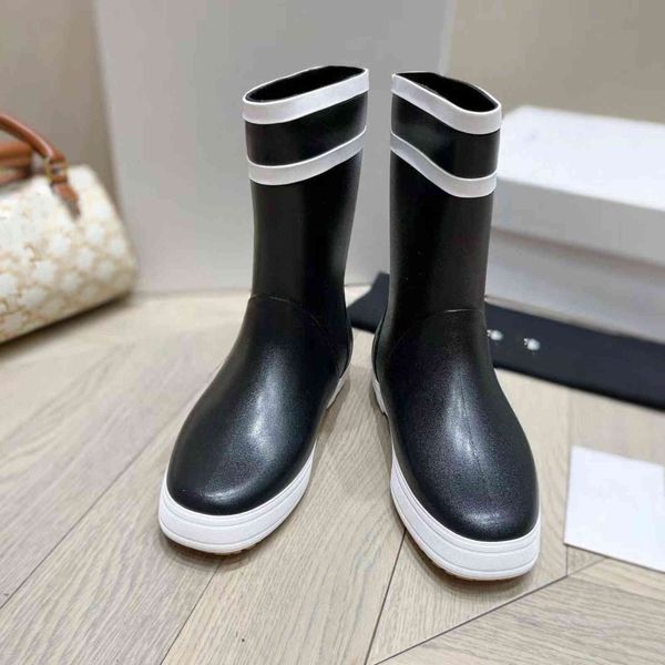 

2021 net red rain boots spring and summer short fashion medium avocado green thin style waterproof, Black