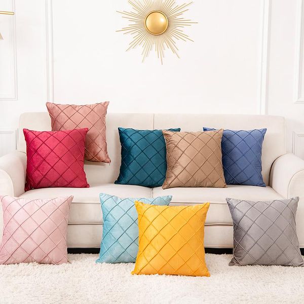 

pillow case home luxury sofa cushion room decoration rhombic bedside cover decorations for lattice velvet 45x45cm