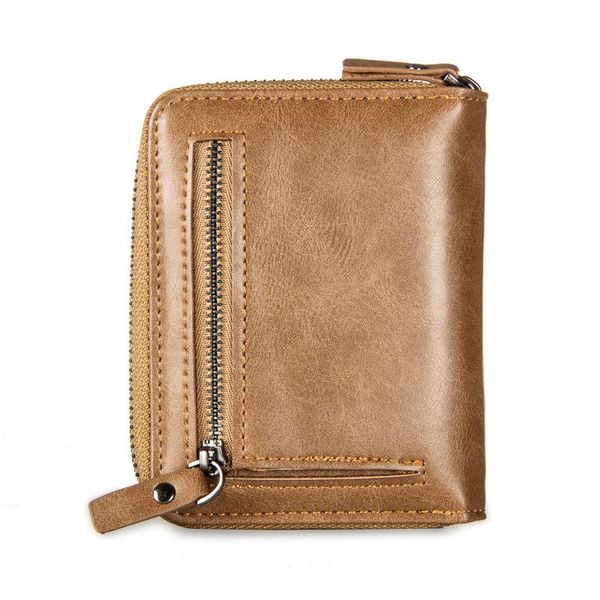 

men's wallet retro horizontal zipper bag card style fashion trend zero men wallets, Red;black