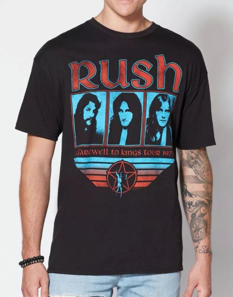 

rush farewell to kings 1977 tour t-shirt new authentic & official, White;black