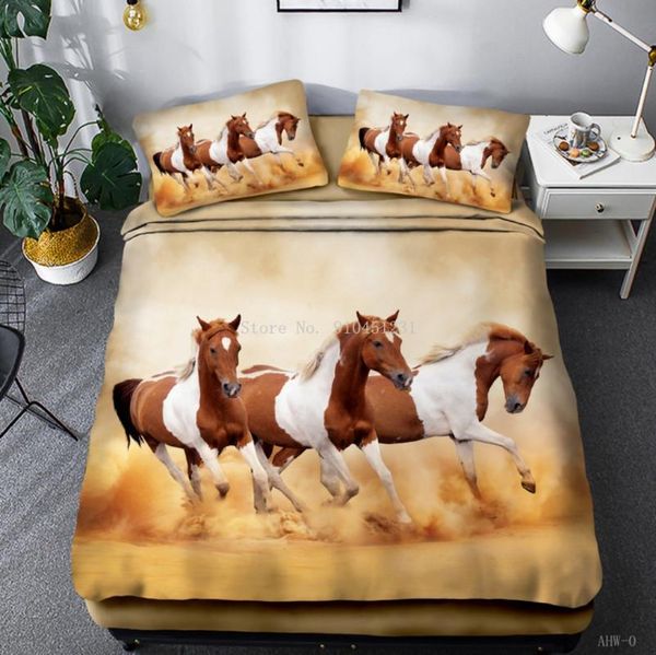 

bedding sets 3d running horse set king  double full twin single size bed linen pillowcase children to decorate home