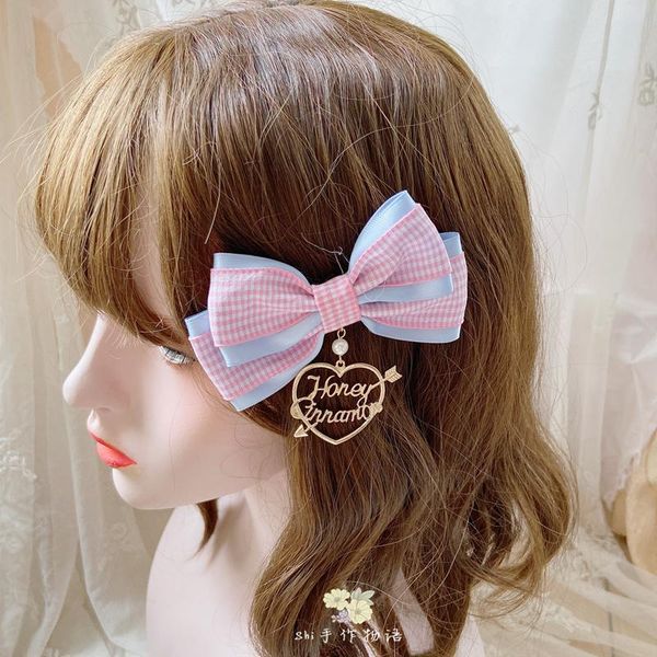 

party masks soft sister sweet pinkycolor lolita hairpin japanese girly pink blue bow love heart lovely side clip daily cosplay headwear