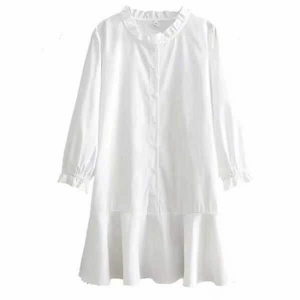 

women a version shirt dress with ruffles o neck long sleeve slim long vestido summer elegant chiffon short sleeve dresses femme 210524, Black;gray