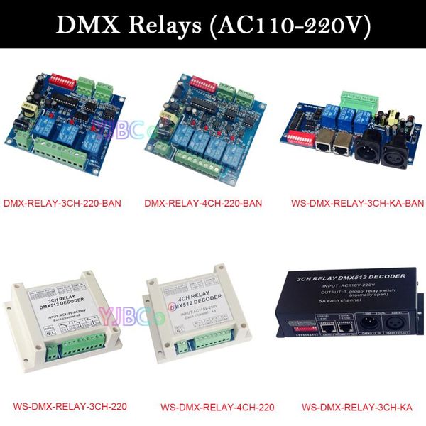 

controllers high voltage 3 ch 4 channels dmx512 decoder relays led rgb rgbw controller ac110v 220v xrl rj45 relay switch for lamp light