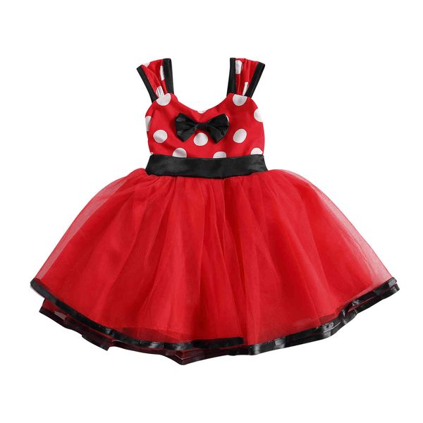 1-4y verão criança bebê garoto meninas tutu vestido bonito vermelho dot party vestidos de aniversário para trajes de roupa 210515