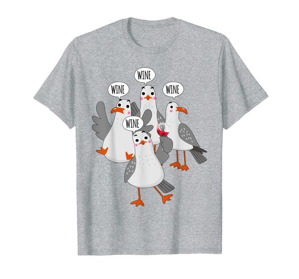 

wine wine wine seagull - funny wine enthusiast t-shirt, White;black