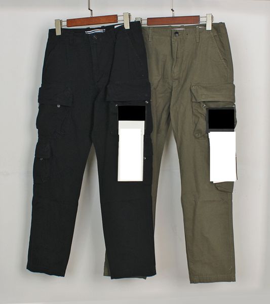 

men's pants oney badge zipper stone big pocket cargo casual loose trousers, Black