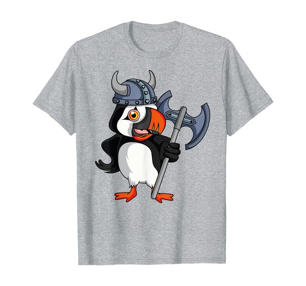 

iceland puffin souvenir viking helmet t-shirt, White;black