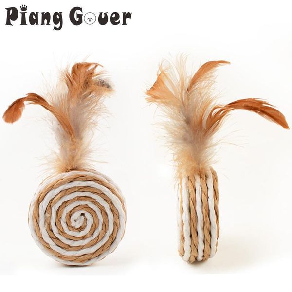 

3pcs/lot sisal feather cat toy circular rope pet toys