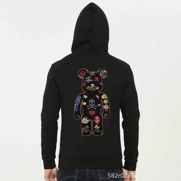 

2021 winter hip hop trend sportswear hoodie rhinestone men's women's casual hoodie pullover couple hoodie, Black