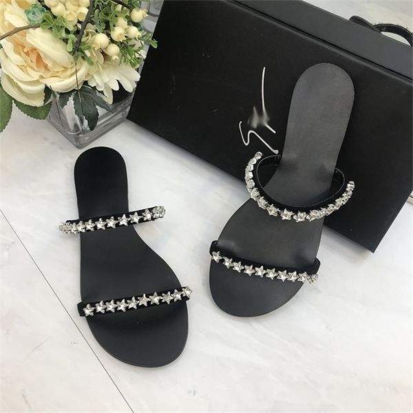 

official website 70% off outlet gz sandals summer new round head with star rhinestone thick heel factory sale, Black