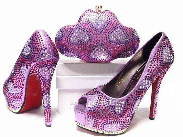

promotions shoes and bag set african wedding party high heel, Black