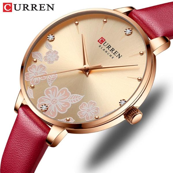 

wristwatches 2021 curren fashion casual woman watch luxury elegant ladies quartz with leather strap charming design female clock, Slivery;brown