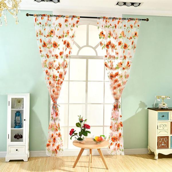 

curtain & drapes 1*floral tulle window door drape panel sheer valances assorted scarf