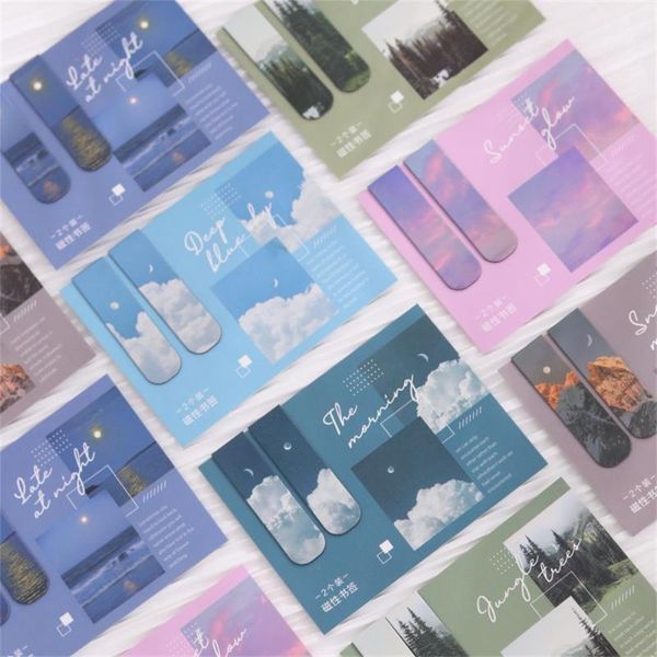 

bookmark 2pcs students school nature scenery page clip office book mark magnetic bookmarks markers magnet