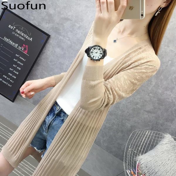 

women's knits & tees thin ice silk knitted cardigan hollow out medium length sunscreen clothing fashion korean jacket air conditioning, White