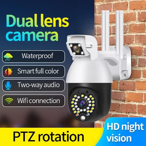 

mini cameras hd 1080p wifi ptz ip camera dual lens wireless cctv waterproof outdoor surveillance home security ir night led light cam