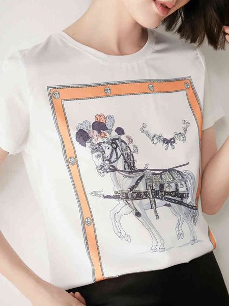 

women's t-shirt summer silk short-sleeved t-shirt women's blouse r1fr, White