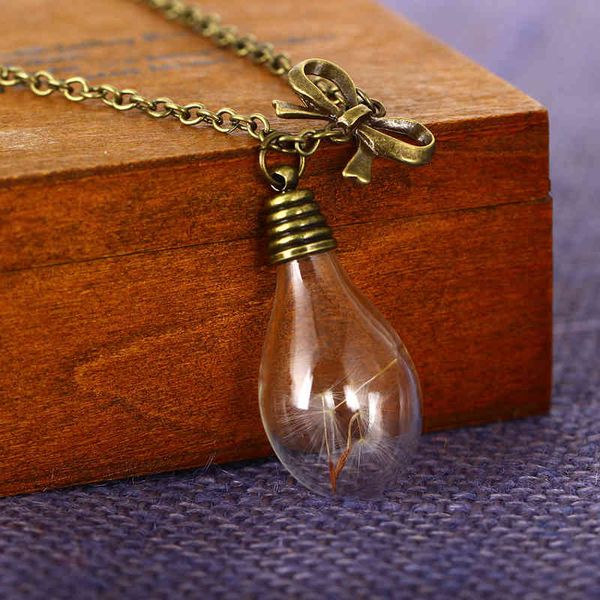 

ball glass dandelion personalized necklace handmade korean pendant, Silver