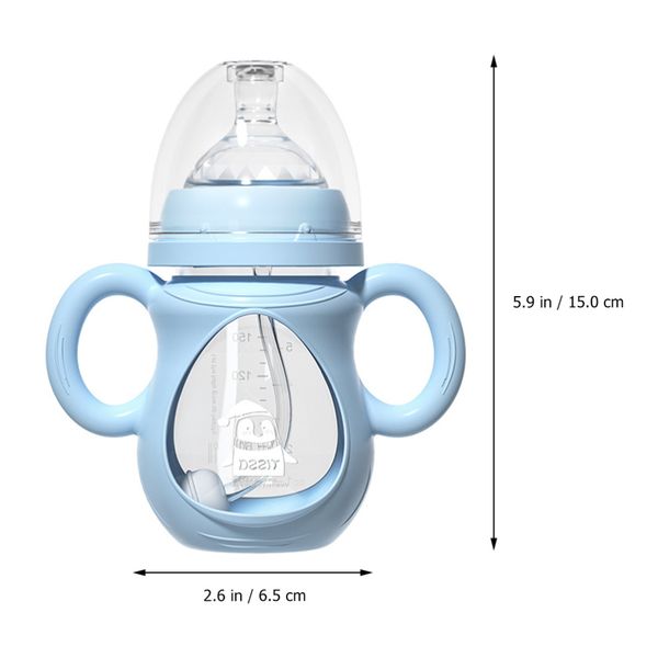 

Baby Milk Glass Bottle Wide Mouth Feeder Baby Breast Milk Bottle (Blue)
