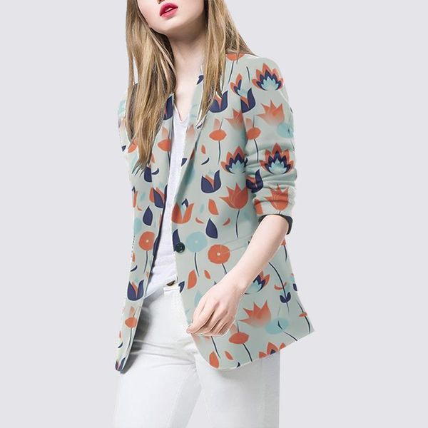 

women's suits & blazers arrival spring/autumn european style women three quarter sleeve notched collar casual print single button coat, White;black