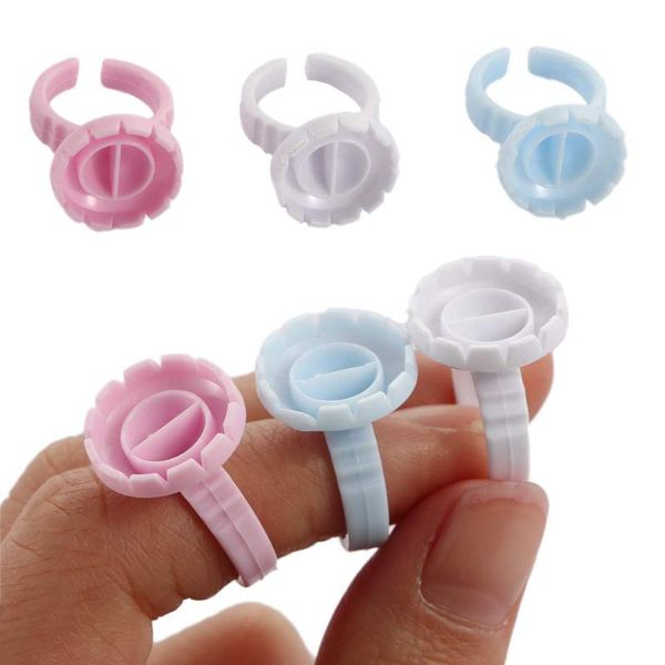 

eyelash curler 100 pcs/pack plastic glue extension rings disposable grafted tools tattoo ink pigments holder container
