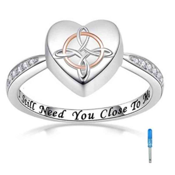 Love Heart Cremation Ash Rings Memorial Urn Ring Ashes Keepsake Jóias Tamanho 6-12 Ainda preciso de você perto de mim