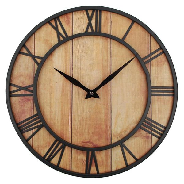 

coastal wall clock metal solid wood noiseless weathered beach blue european style retro living room clocks