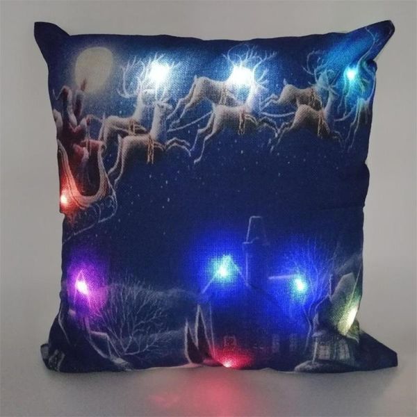 

party decoration glow light led christmas theme series elk deer santa claus bell tree pillow holder car sofa cushion cover home art design