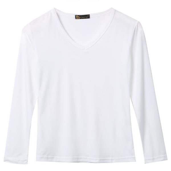 

women casual solid blouse long sleeve v-neck slim female spring/autumn bottoming shirts -xxl women's blouses, White