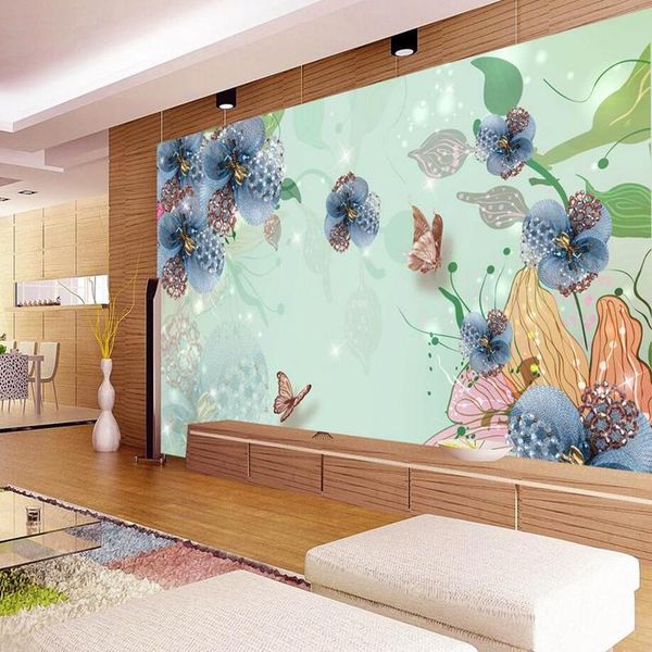 

wallpapers 3d custom po wallpaper fluorescent beautiful stereoscopic iewelry flower wall mural home decor papers