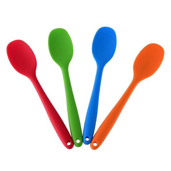 

spoons 1 pcs silicone spoon cooking tool scoop tableware non-stick kitchen heat resistant thin889